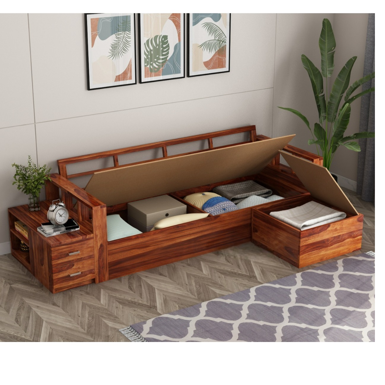 Monroe L-Shaped Multifunctional Corner Sofa with Storage - bottom_view