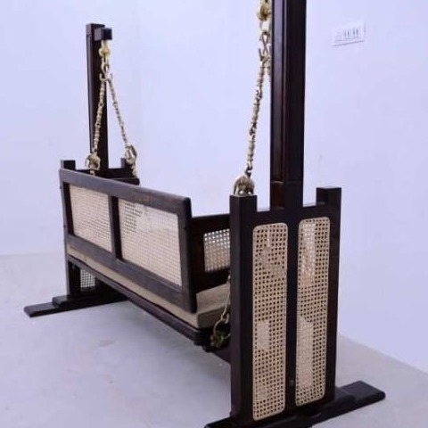 Cane wooden swing with stand - front_view