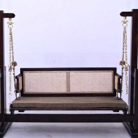Cane wooden swing with stand - top_view