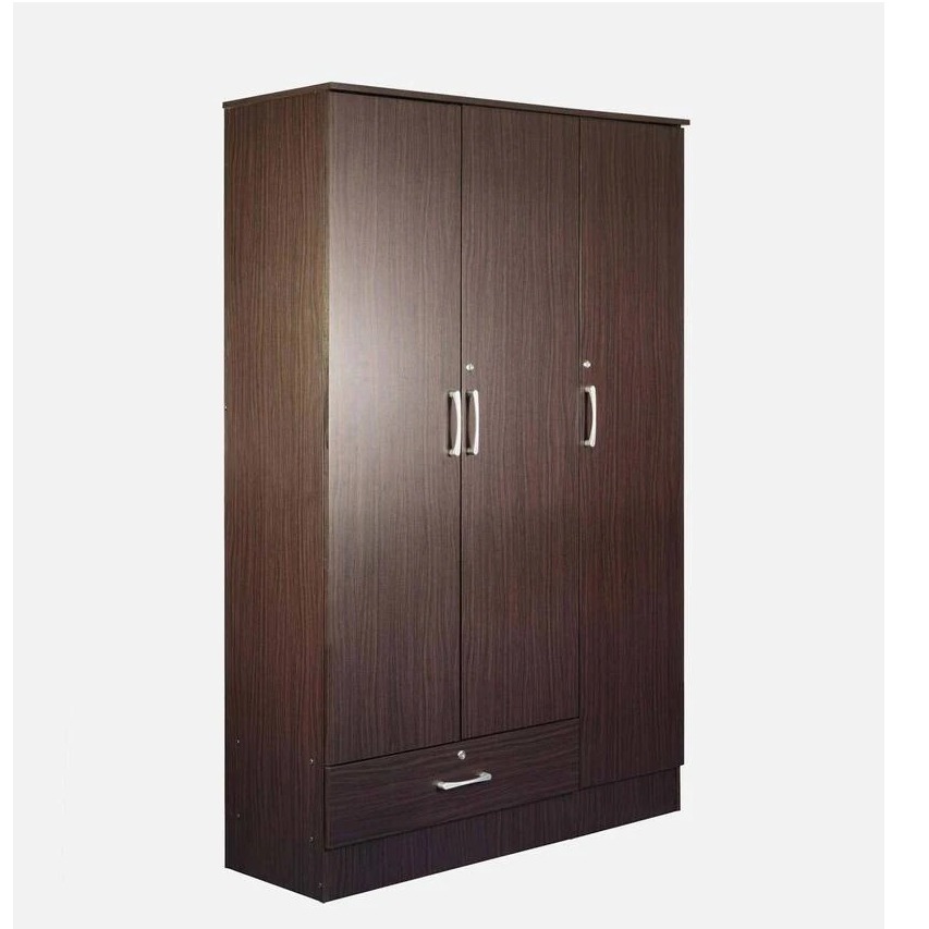 Sugi 3 Door Wardrobe in Walnut Finish - front_view
