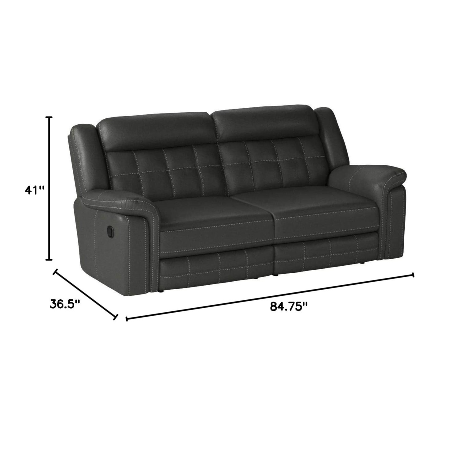 Luxurious Leather 2 Seater Recliner Sofa In Grey - left_view