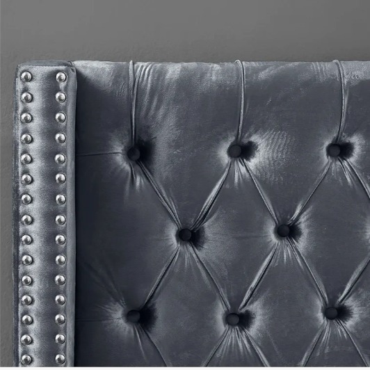 Modern | Contemporary Velvet Upholstered Bed - left_view