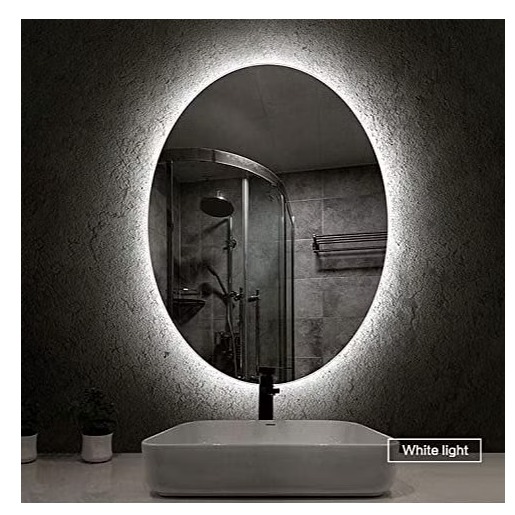 Oval Bathroom Mirror with 3 Colors Lights, LED Mirror for Wall Mirror (18*48 inch) - rear_view