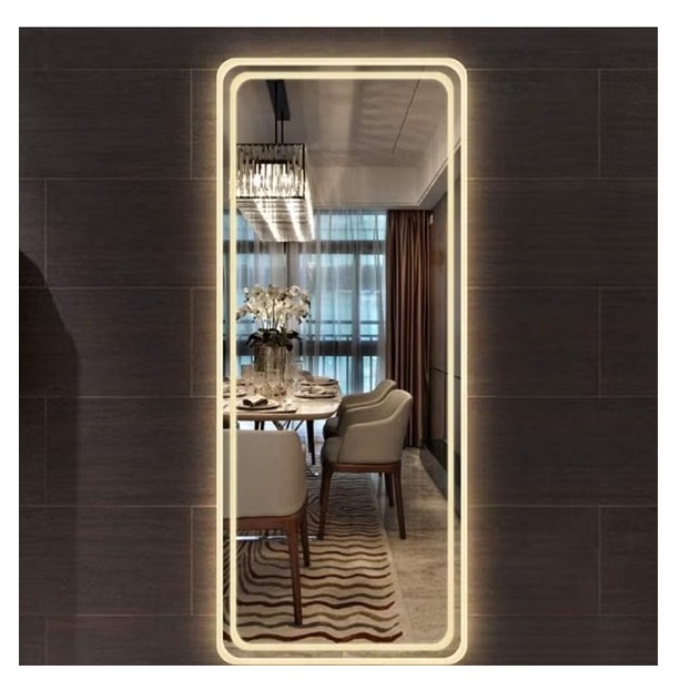 Square Bathroom Mirror with 3 Colors Lights, LED Mirror for Wall Mirror (20*48 inch) - top_view