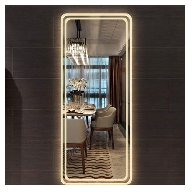 Square Bathroom Mirror with 3 Colors Lights, LED Mirror for Wall Mirror (20*48 inch) - rear_view