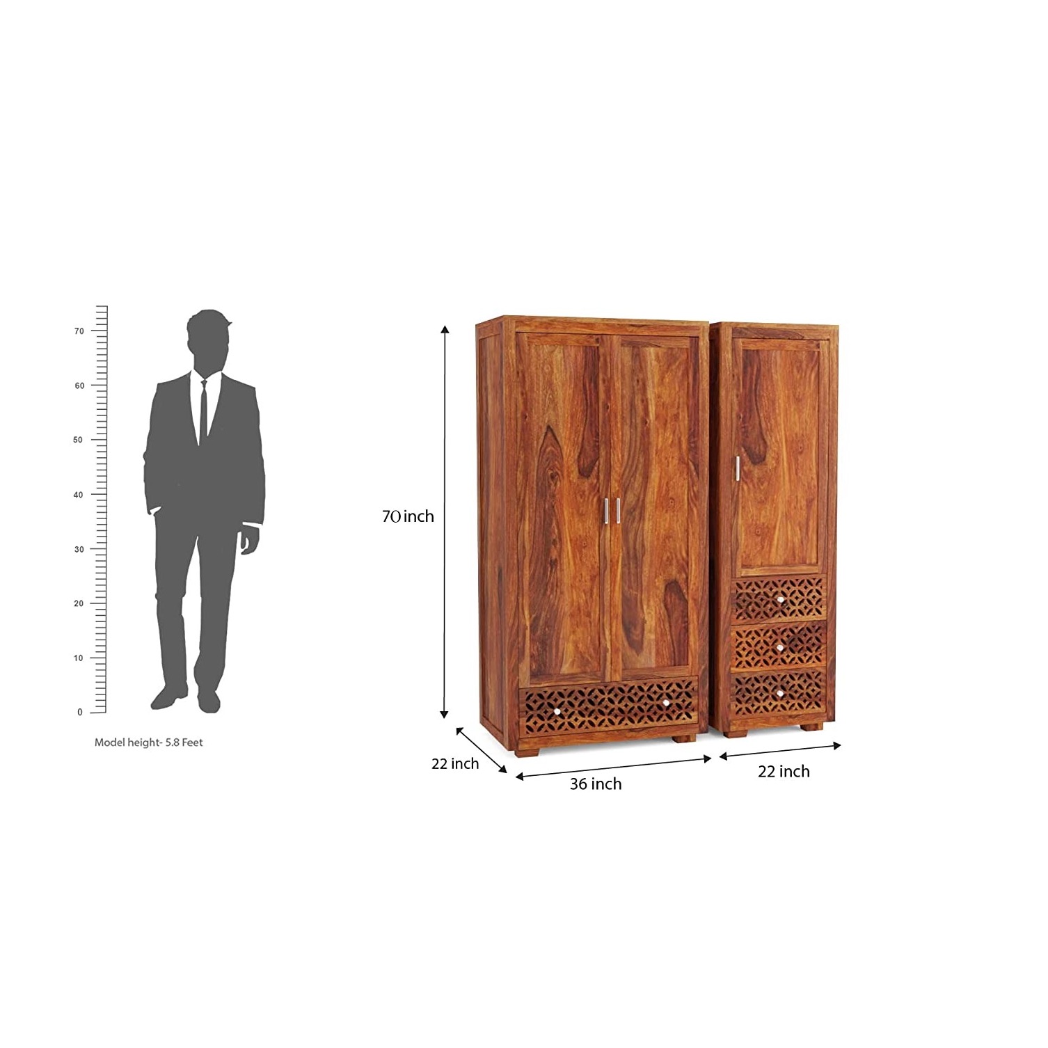 Roncrey 3 Door Multi Utility Wardrobe - left_view
