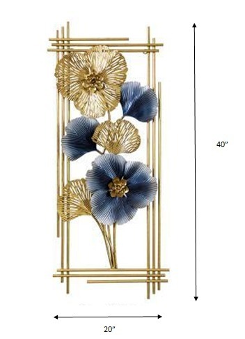 Floral Twin Frames Metal Wall Art 40*20 Inches - right_view