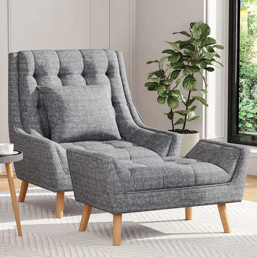 Anjaneya Bora Arm Chair With Footstool - front_view
