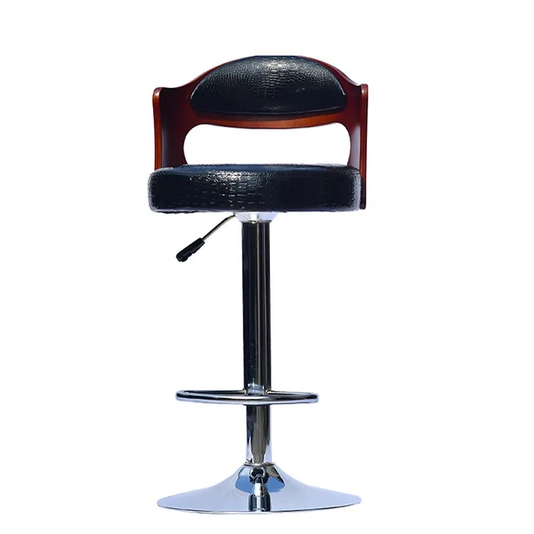 Tawang Leatherette Bar Stool In Black & Brown Colour - rear_view