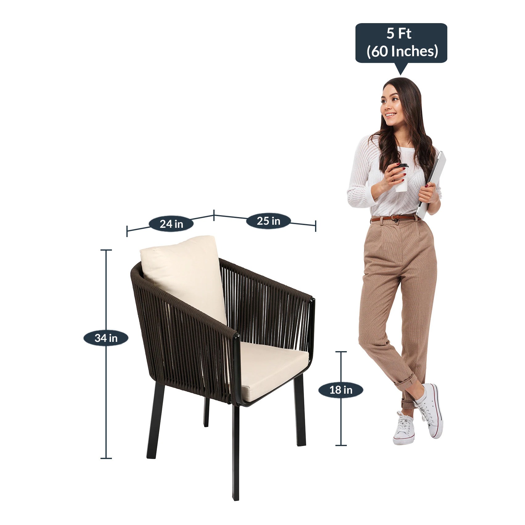 Swanson Knitted Patio Chair In Brown - left_view