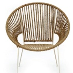 Rope and Metal Outdoor Chair In White & Natural Finish (Set Of 2) - rear_view