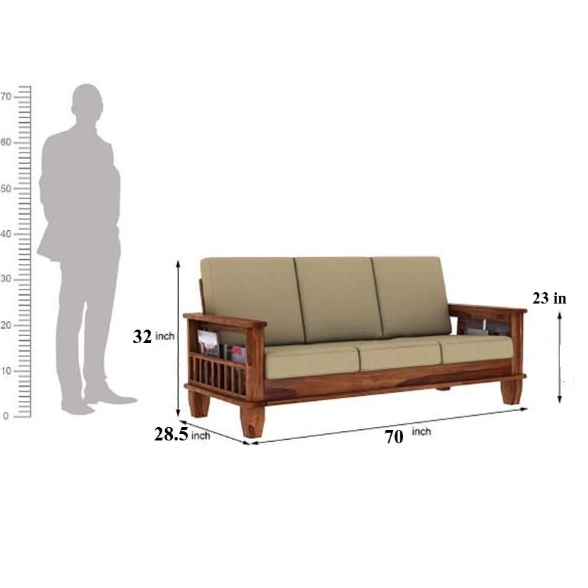 Paddington Wood 5 Seater Sofa Set With Center Table - top_view