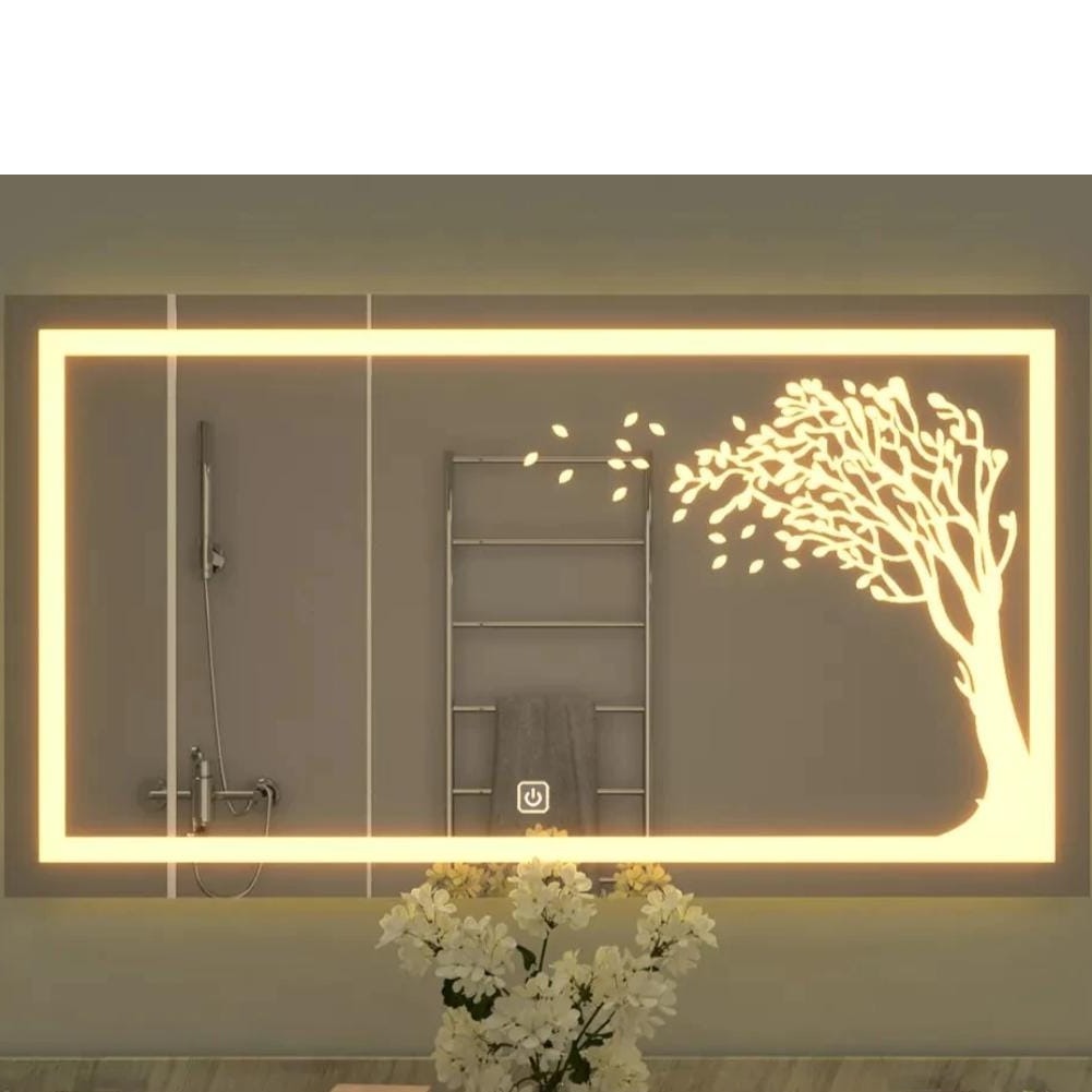 Premium Frameless Rectangular Led Bathroom Mirror - front_view