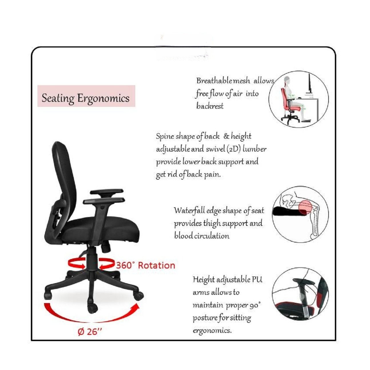 Cleo Y Series Medium Back Mesh Chair - left_view