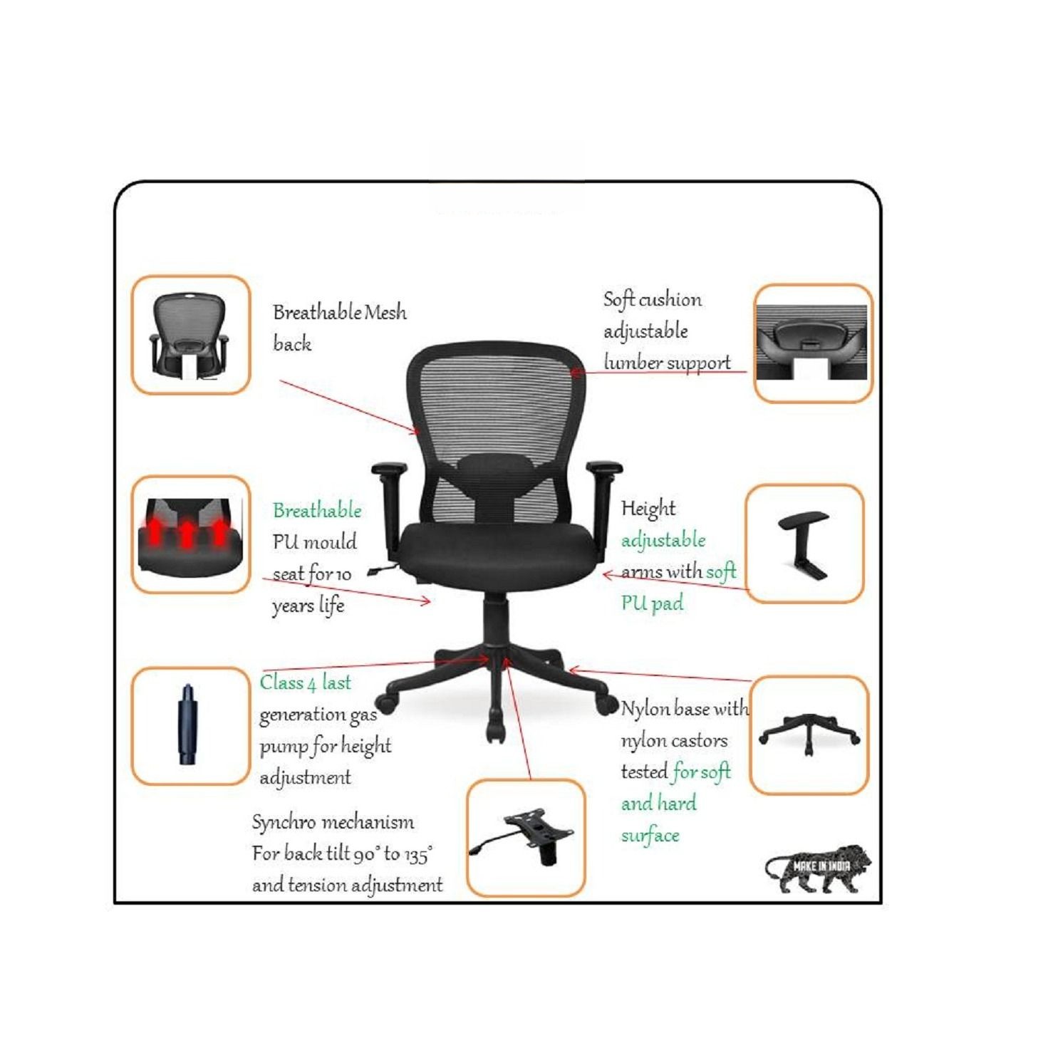 Cleo Y Series Medium Back Mesh Chair - right_view