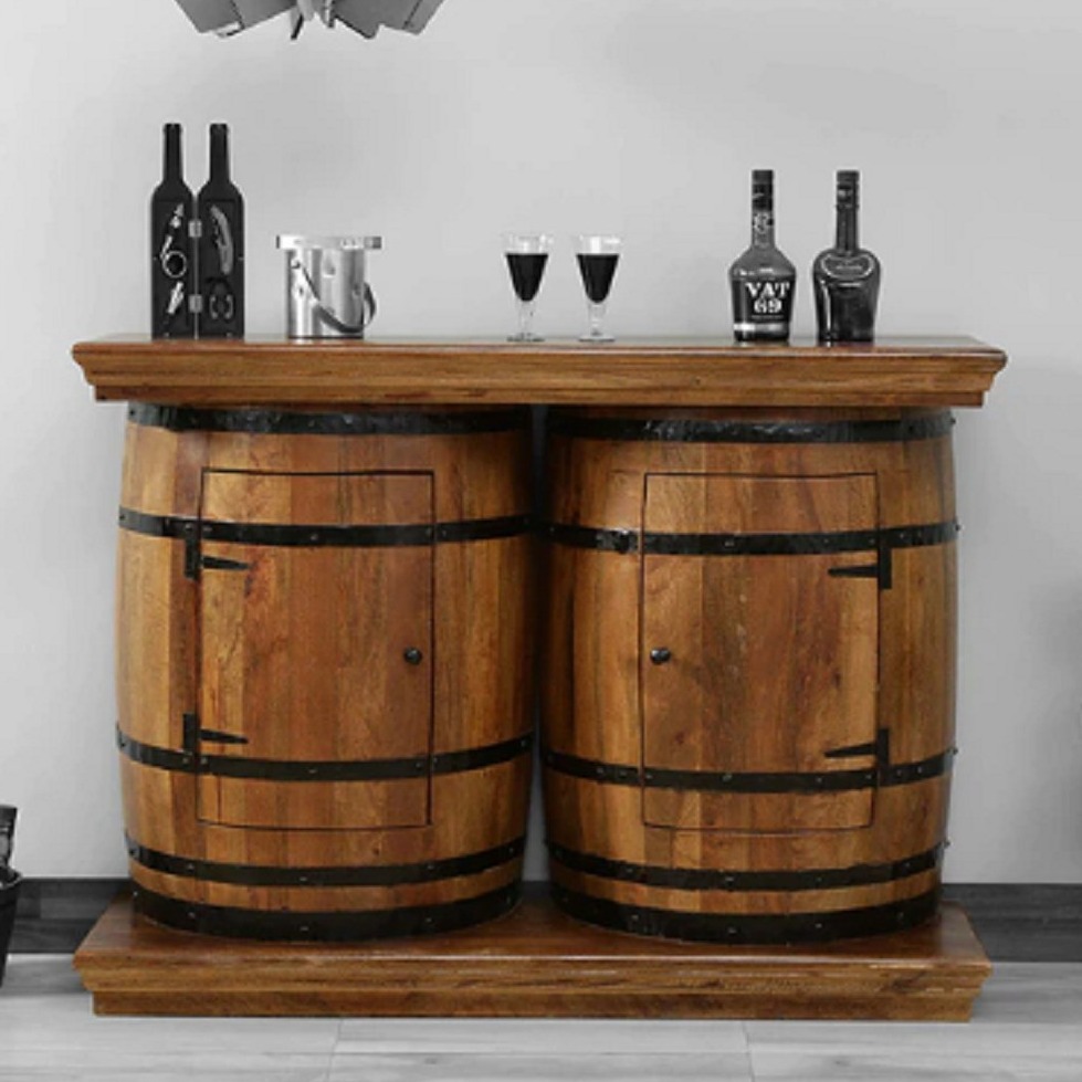 Lisa Pure Sheesham Solid Wood Bar Cabinet - rear_view