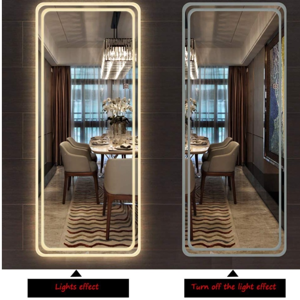 Modern Led Wall Mount Glass Mirror With LED Lights - top_view