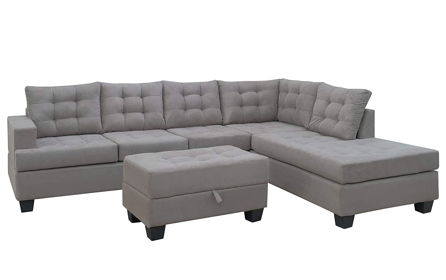 Madeira L Shape Sofa Set In Grey - front_view