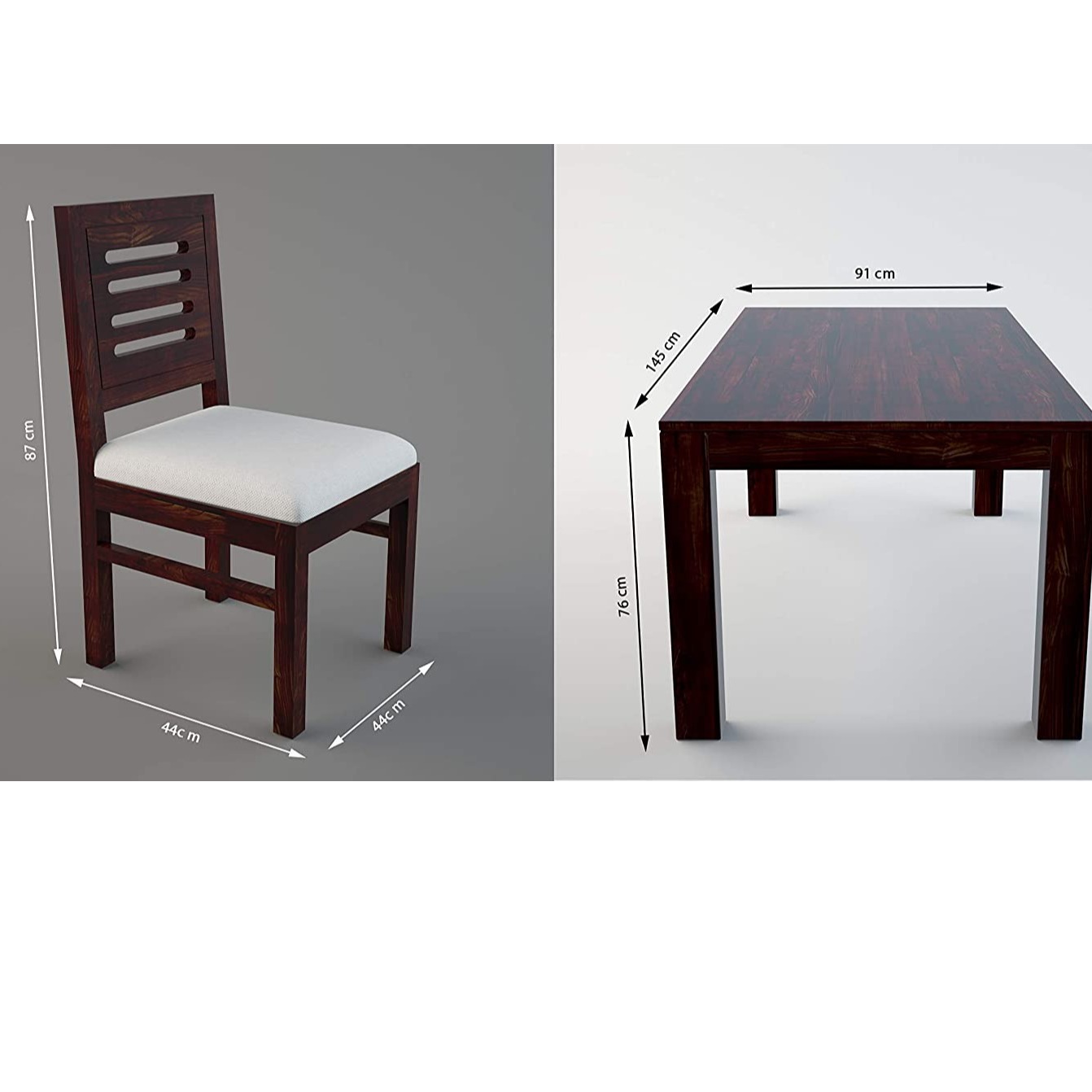 Segur Pure Sheesham Wooden 6 Seater Dining Table Set - top_view