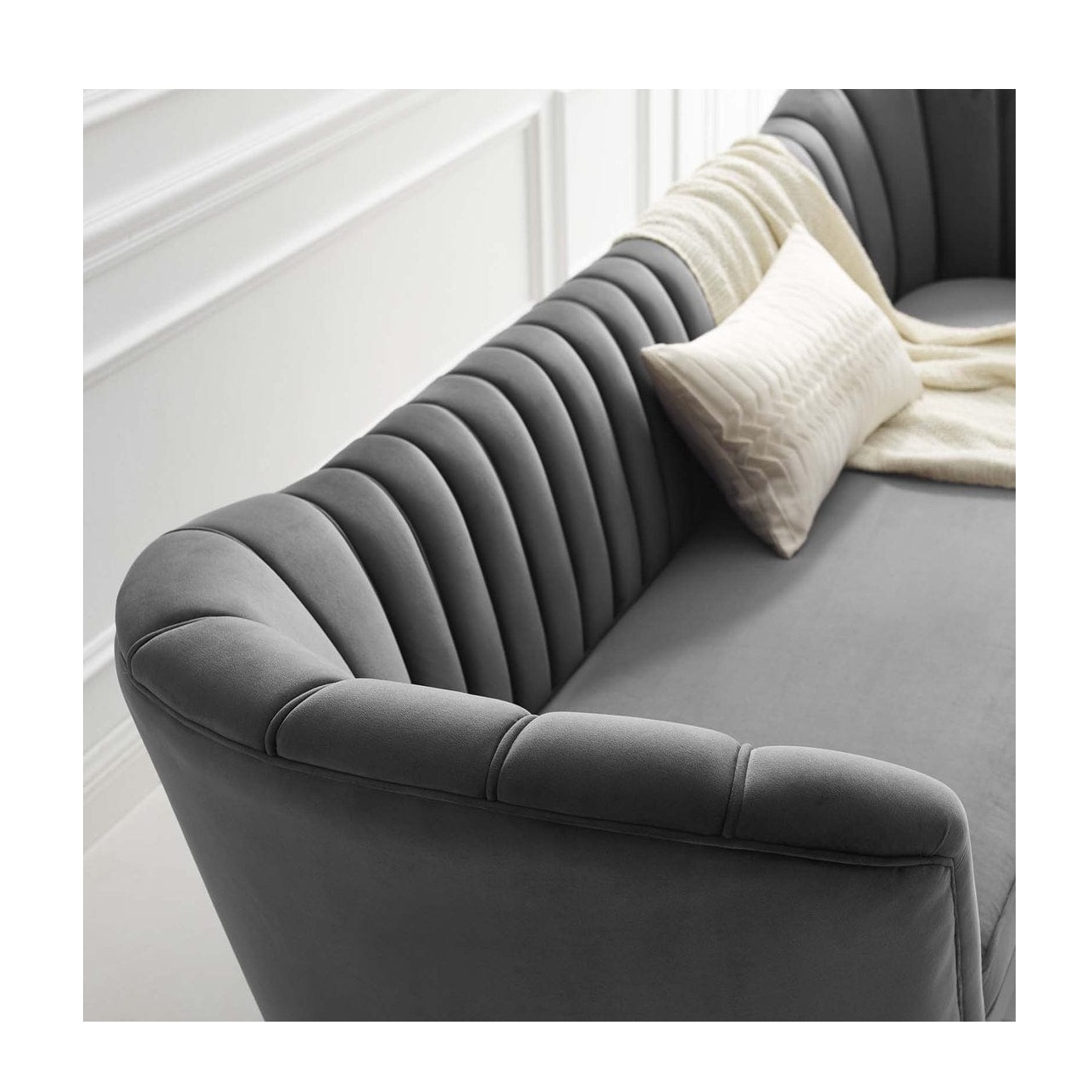 Tufted curved velvet Sofa - top_view