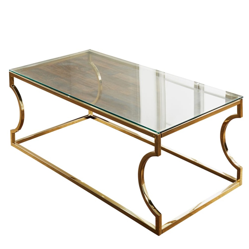 Mendeleev Curved Gold Coffee Table - front_view