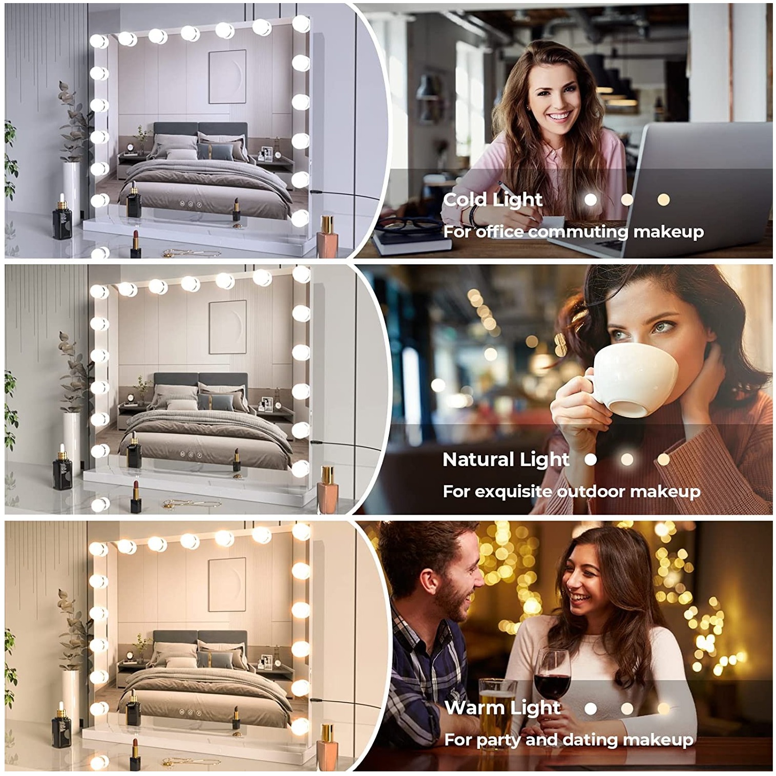 Helena Hollywood Mirror with Lights - top_view