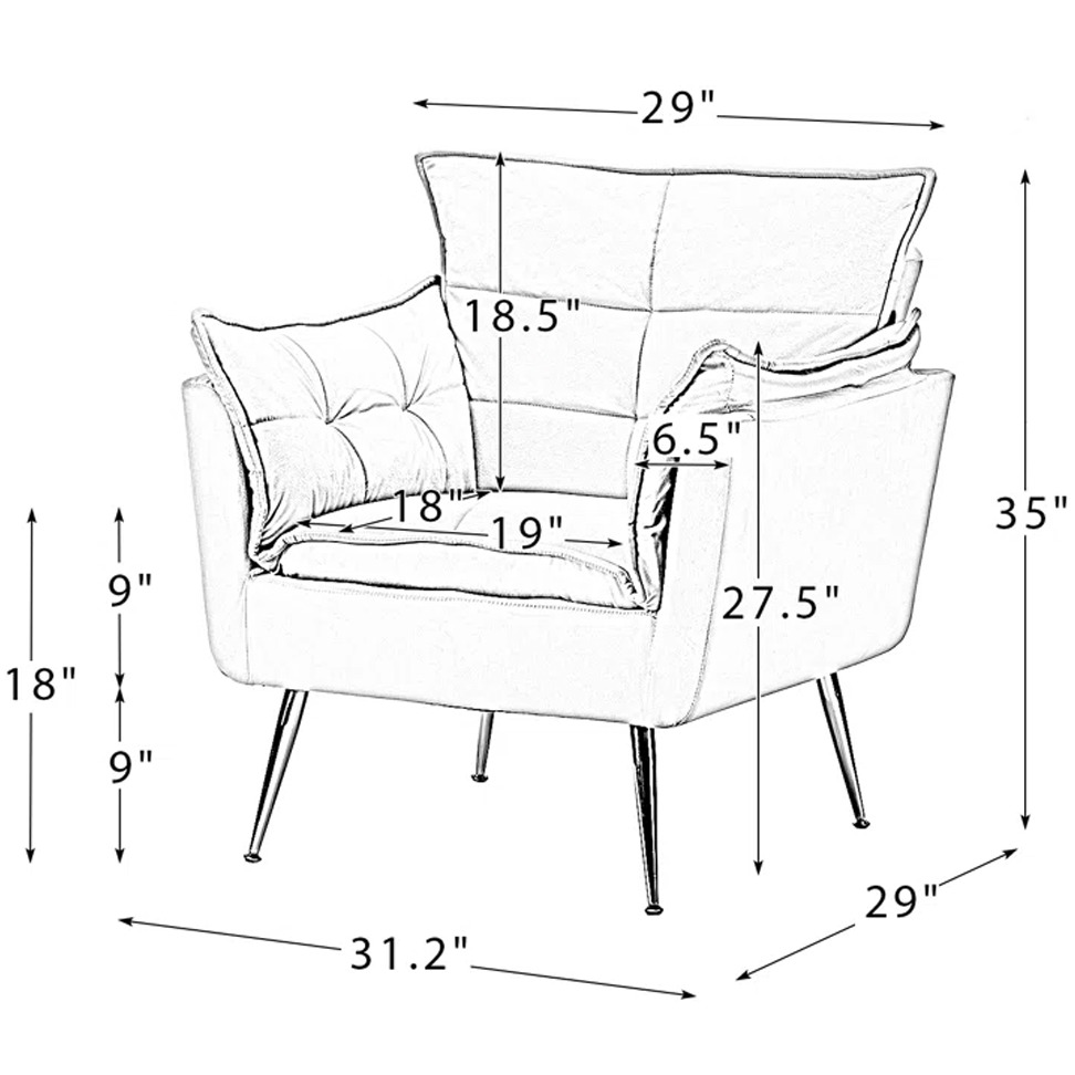 Mide Accent Chair(Blue color) - bottom_view