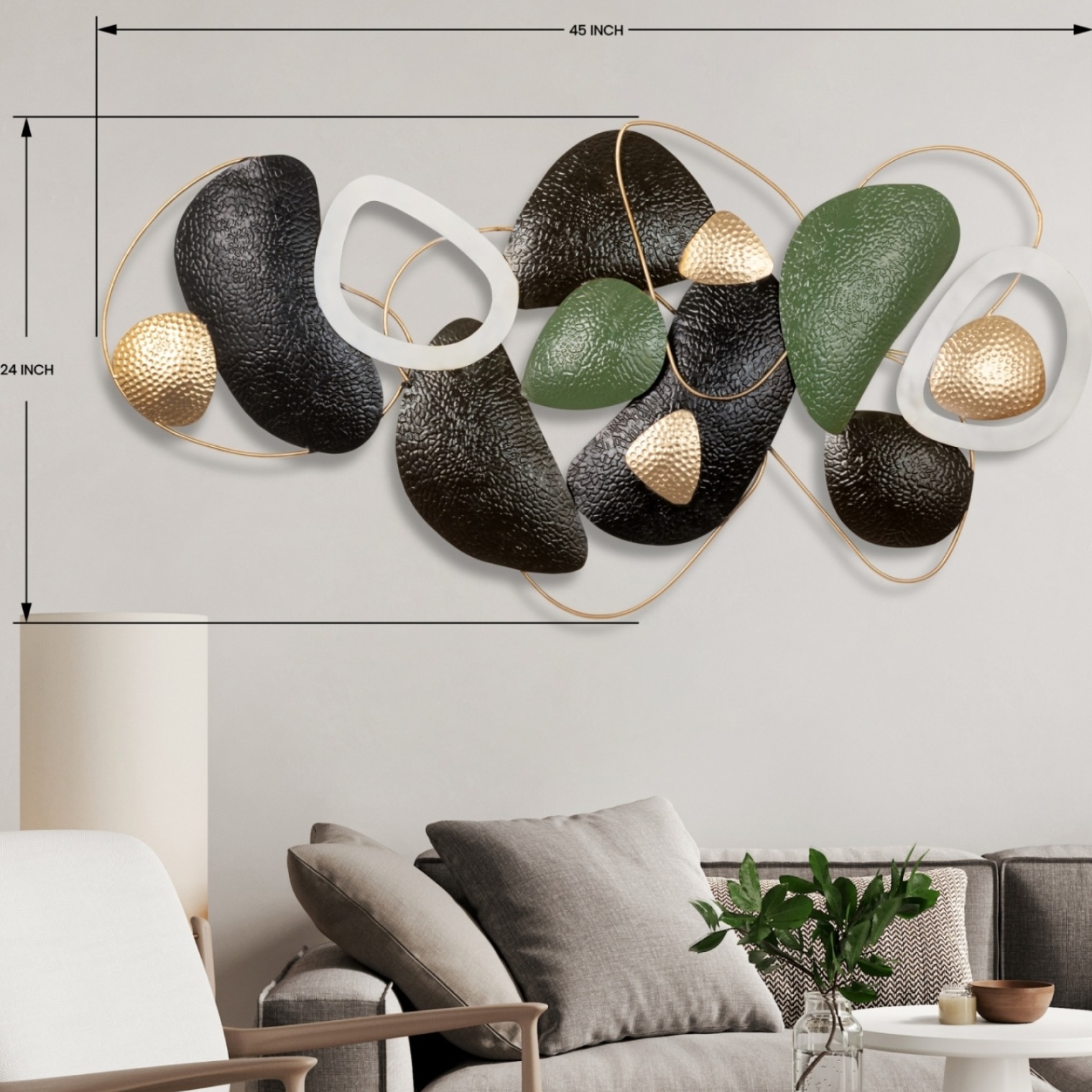 Madrid Stone Decor Modern Metal Wall Art - rear_view