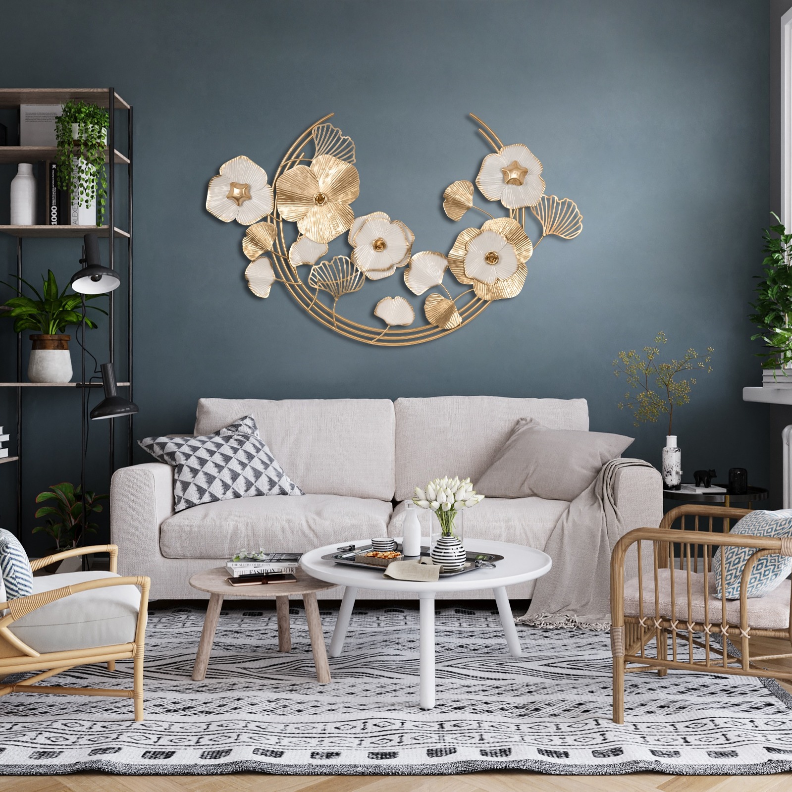 Strasbourg Handpainted Floral Metal Wall Art - front_view