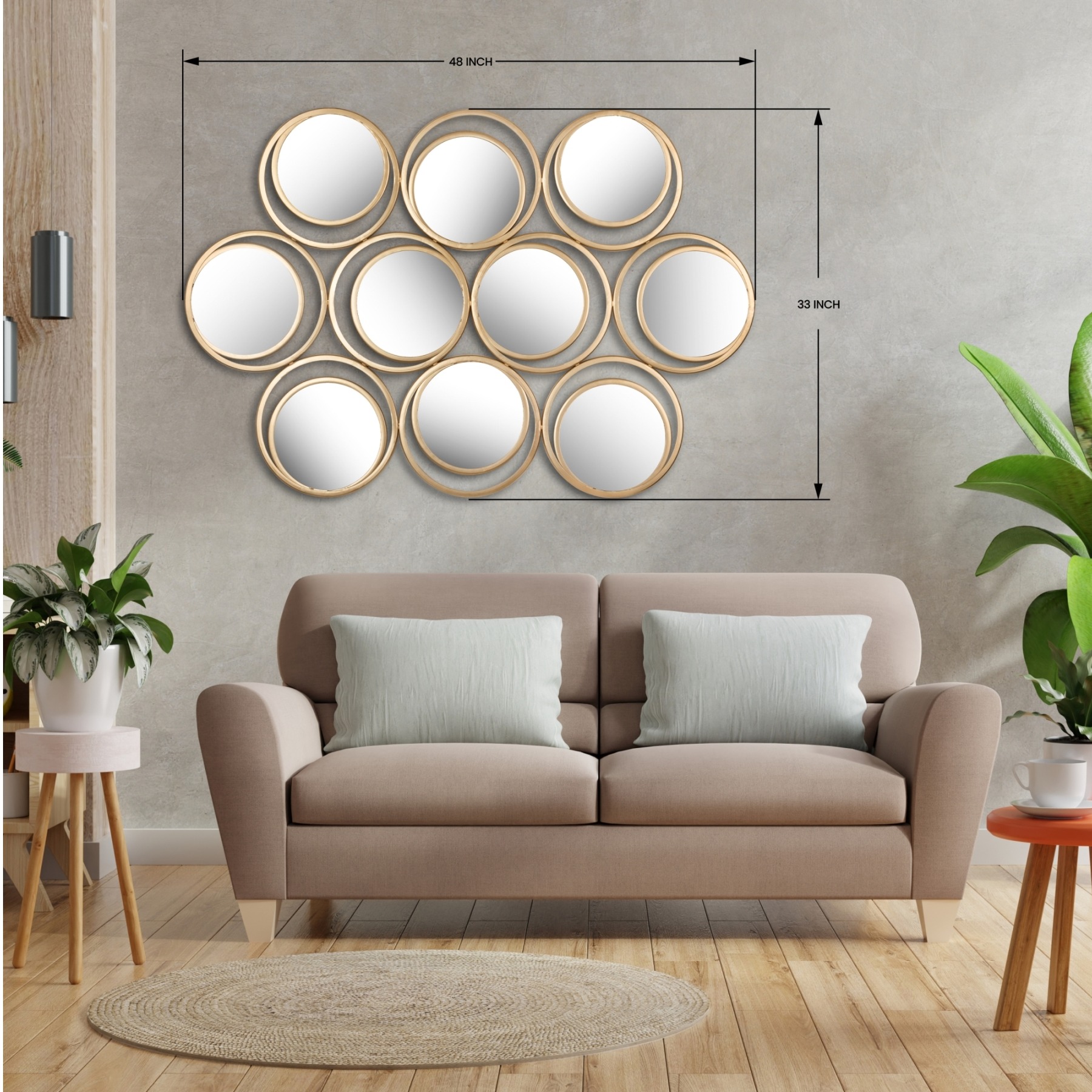 Handcrafted Metal 10 Framed Mirror Wall Art - top_view