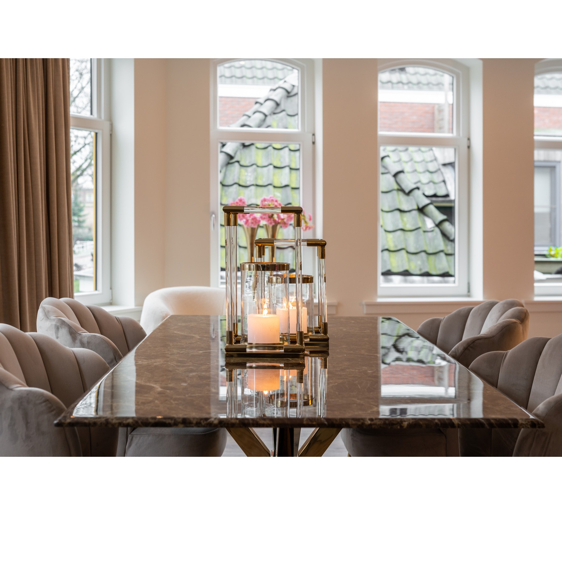 Zoetrope Luxurious Rectangular Marble Top Table - front_view
