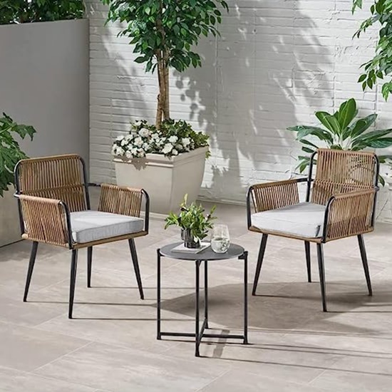 Argo 2 Seated Chair With Table And Grey Cushion Set - front_view