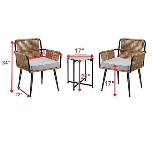 Argo 2 Seated Chair With Table And Grey Cushion Set - top_view