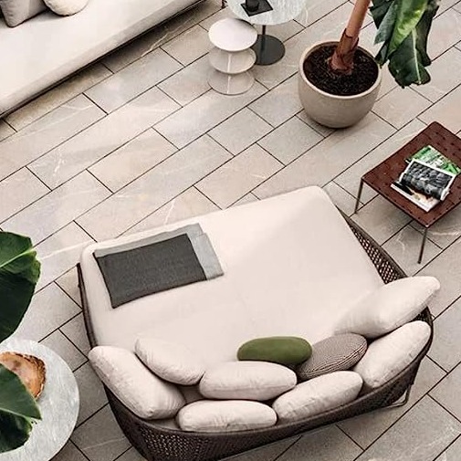 Sapa Brown Sofa Set With beige Cushions - top_view