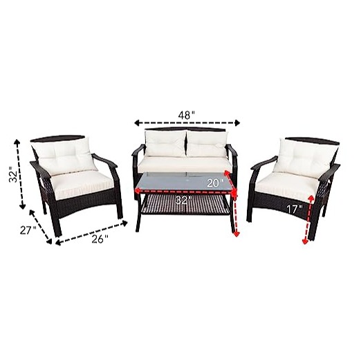 Sapa Wicker Seating Outdoor Patio Set - top_view