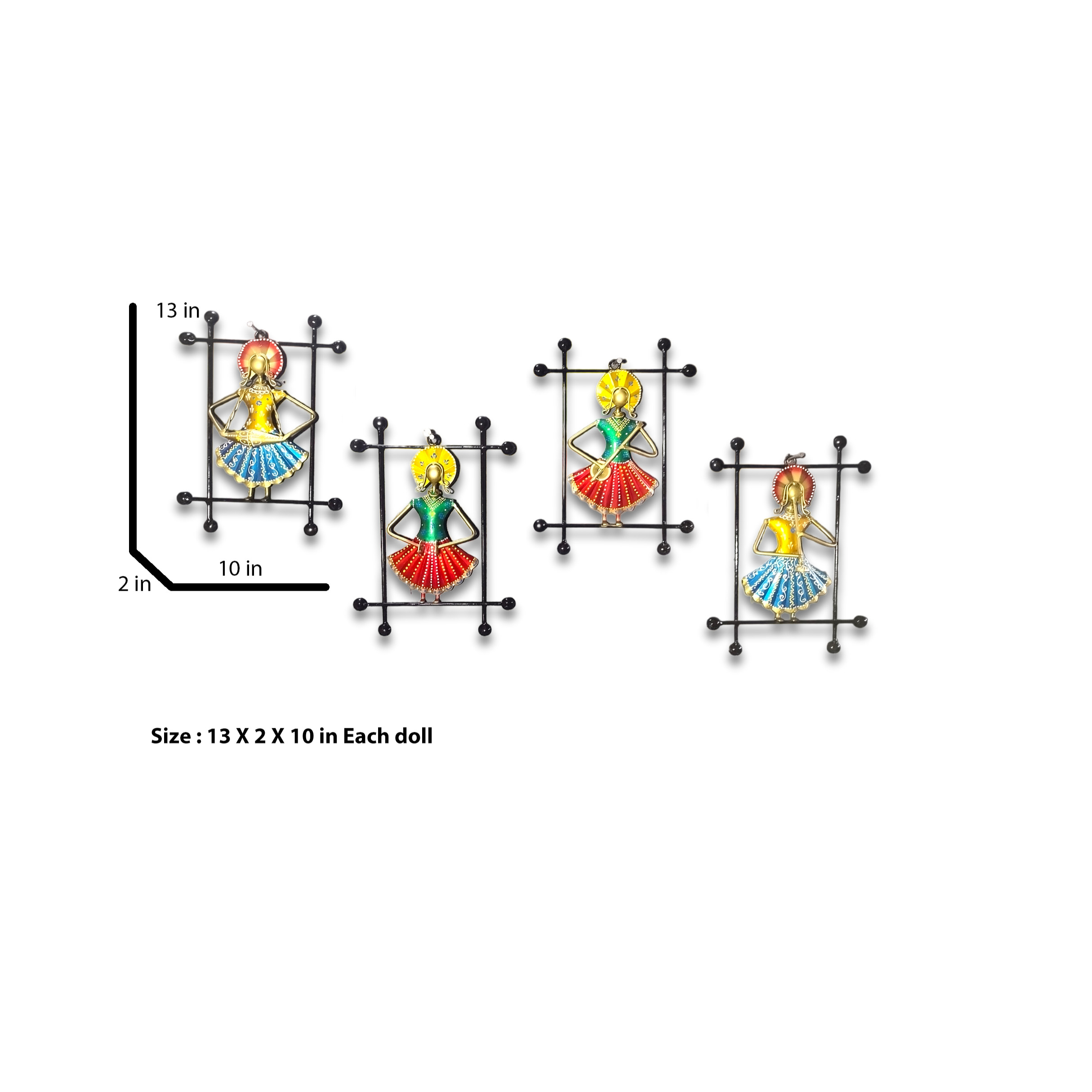 Iron Decorative Doll Muscians Frame Wall Art - top_view