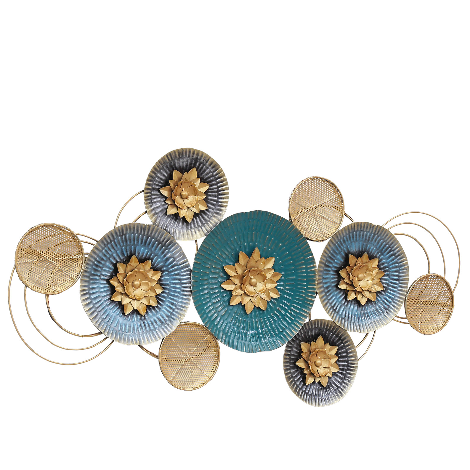Circle Design Metal Wall Art With LED - top_view