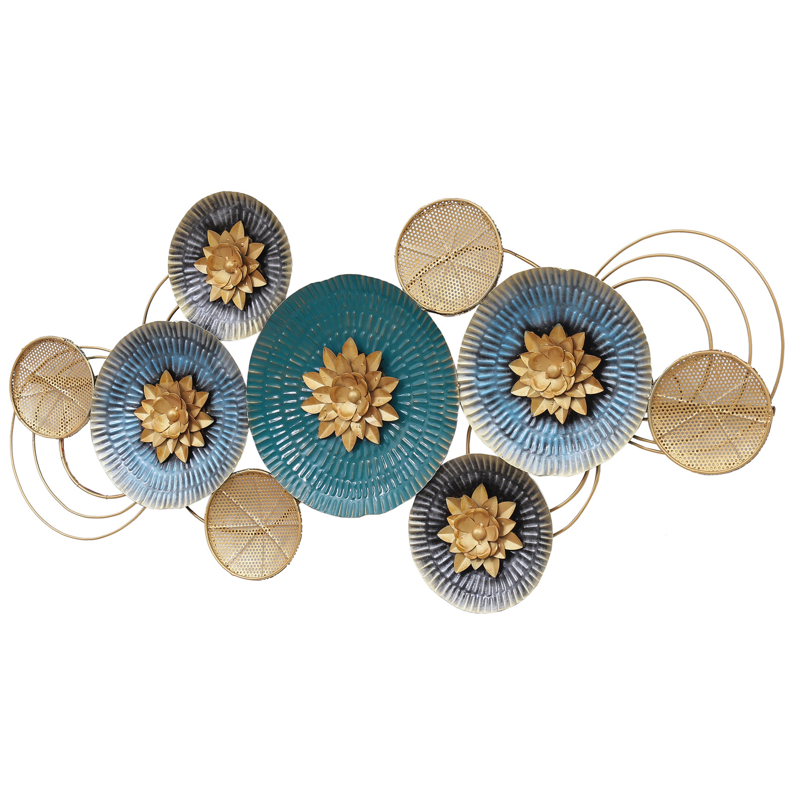 Circle Design Metal Wall Art With LED - rear_view
