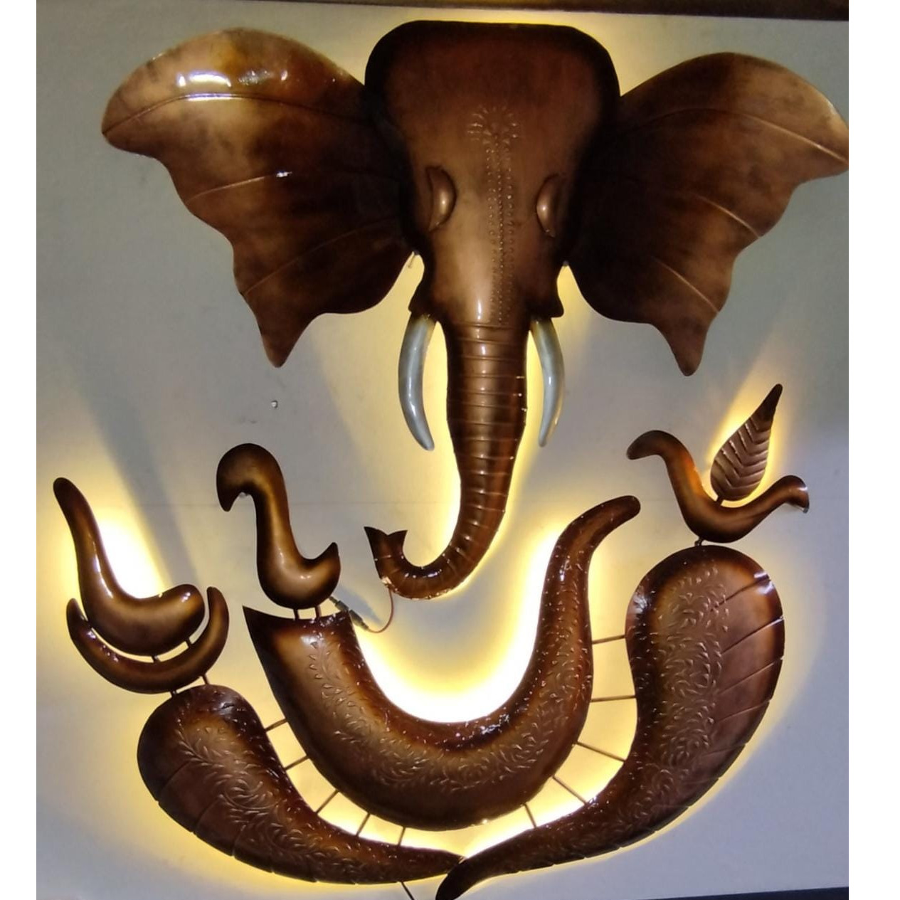 Handmade Gold Spiritual Metal Wall Art - front_view