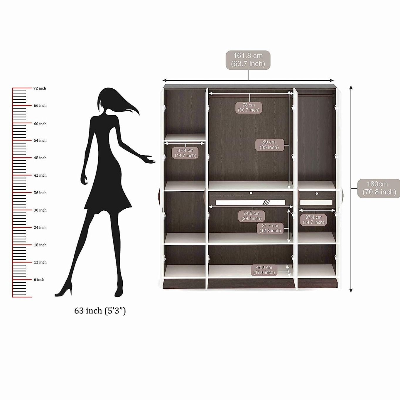 Orlando Four Door Wardrobe In Engineered Wood - rear_view