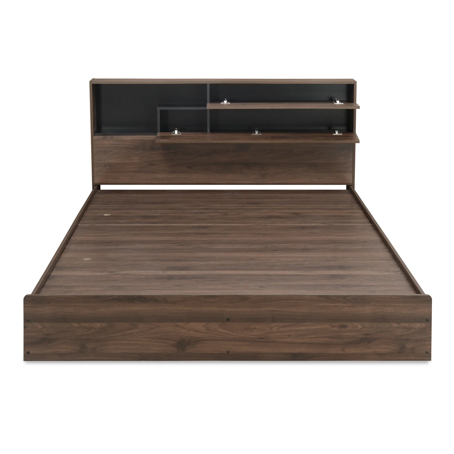 Exquisite King Bed With Headboard Storage (Wenge) - rear_view