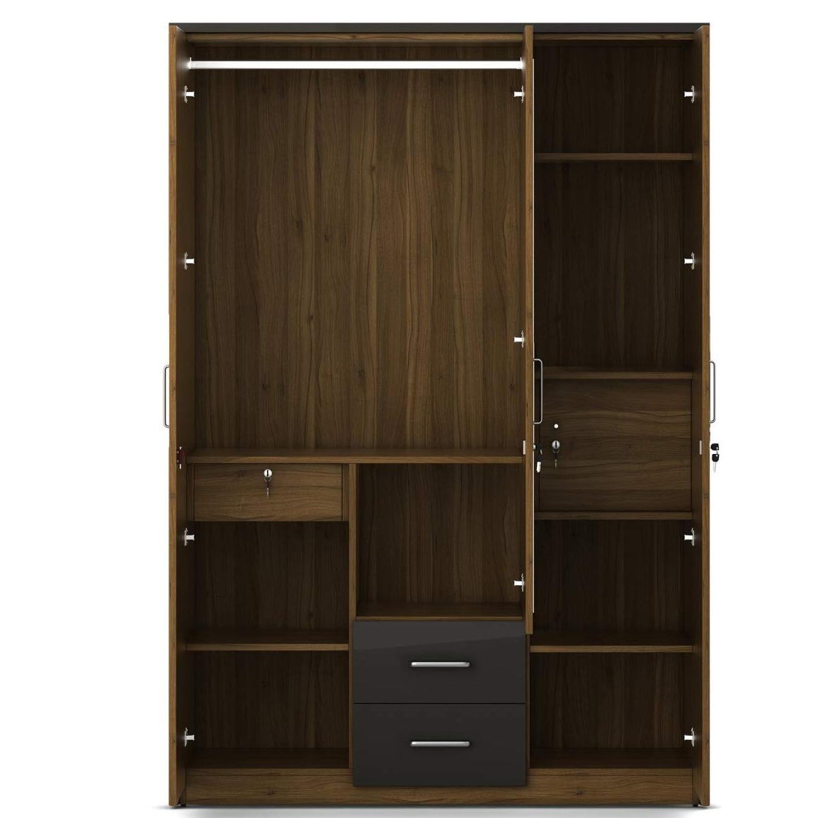 Sapporo Triple Door Engineered Wood Wardrobe - rear_view