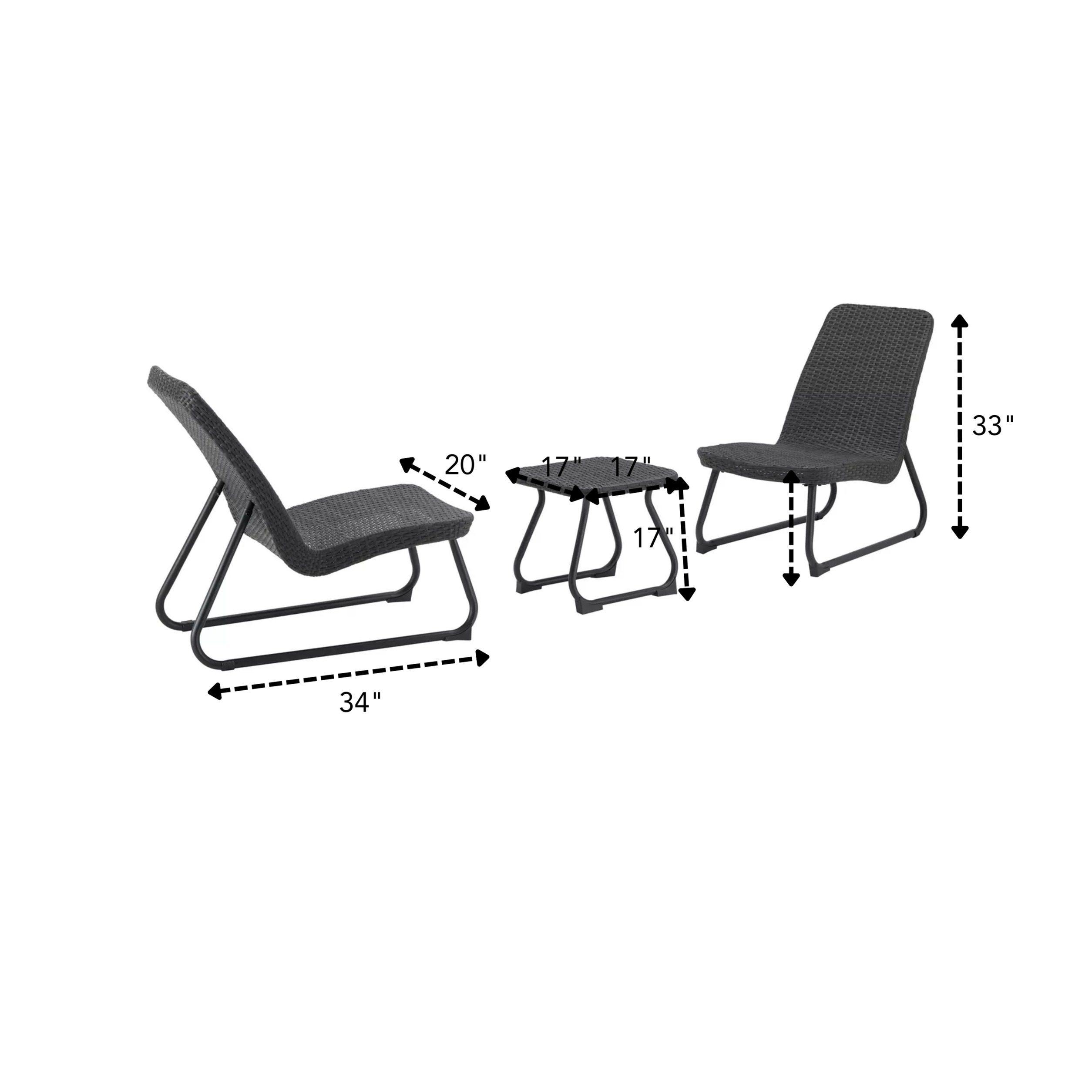 Argo 3 Piece Wicker Patio Furniture Set with Centre Table - rear_view