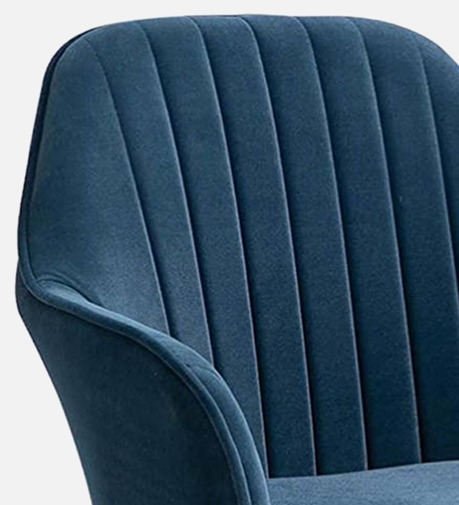 Rio Velvet Fabric Armchair with Upholstered Seat (Blue) - left_view