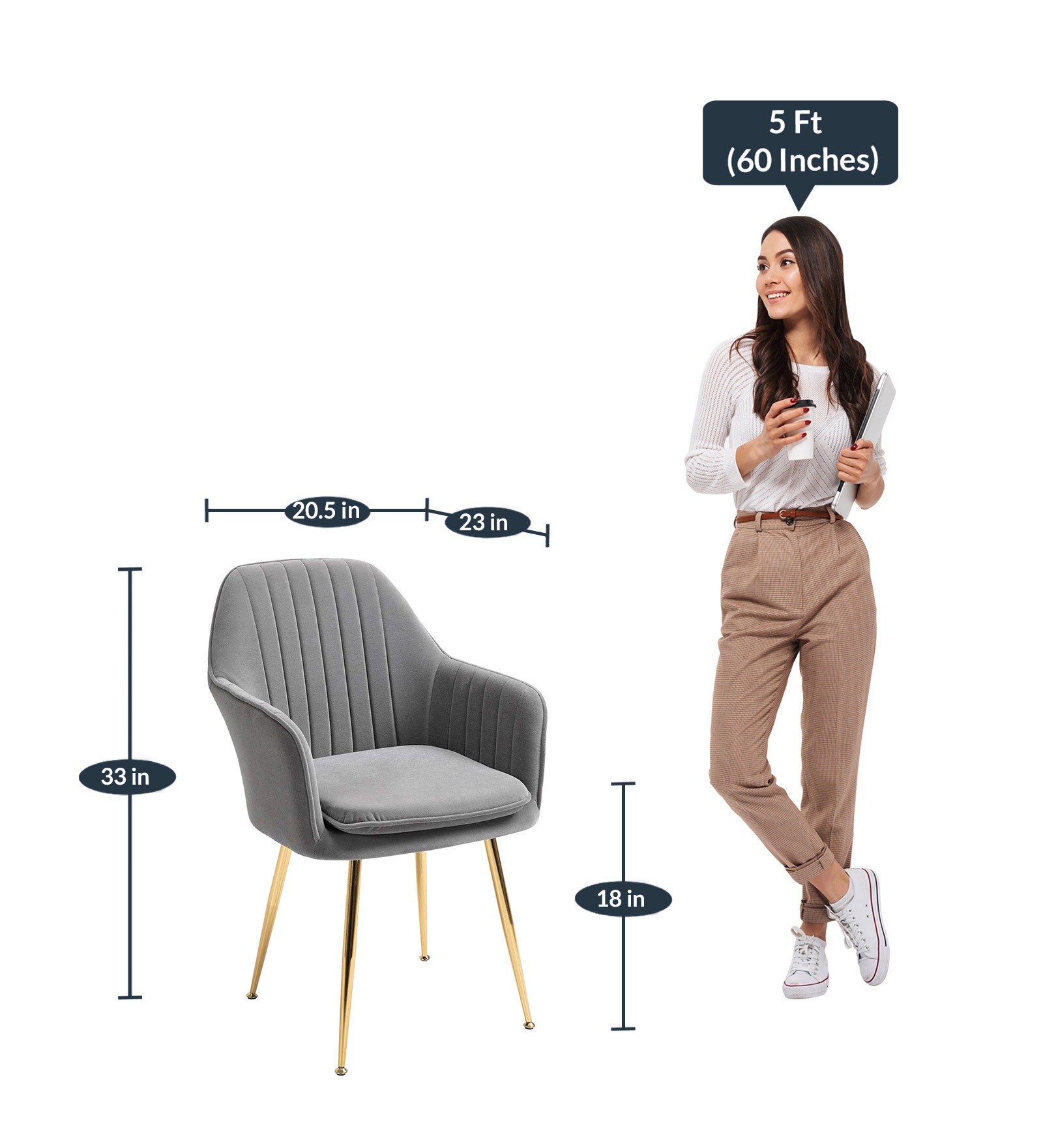 Tantra Modern Accent Arm Chair (Grey) - front_view