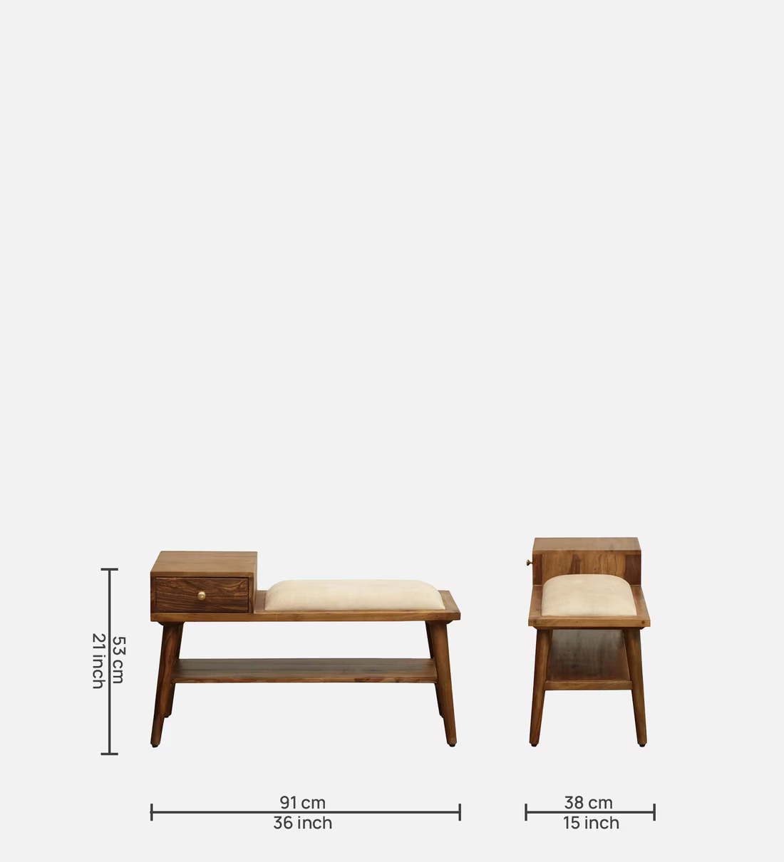 Zena Solid Wood Shoe Rack In Rustic Teak Finish - left_view