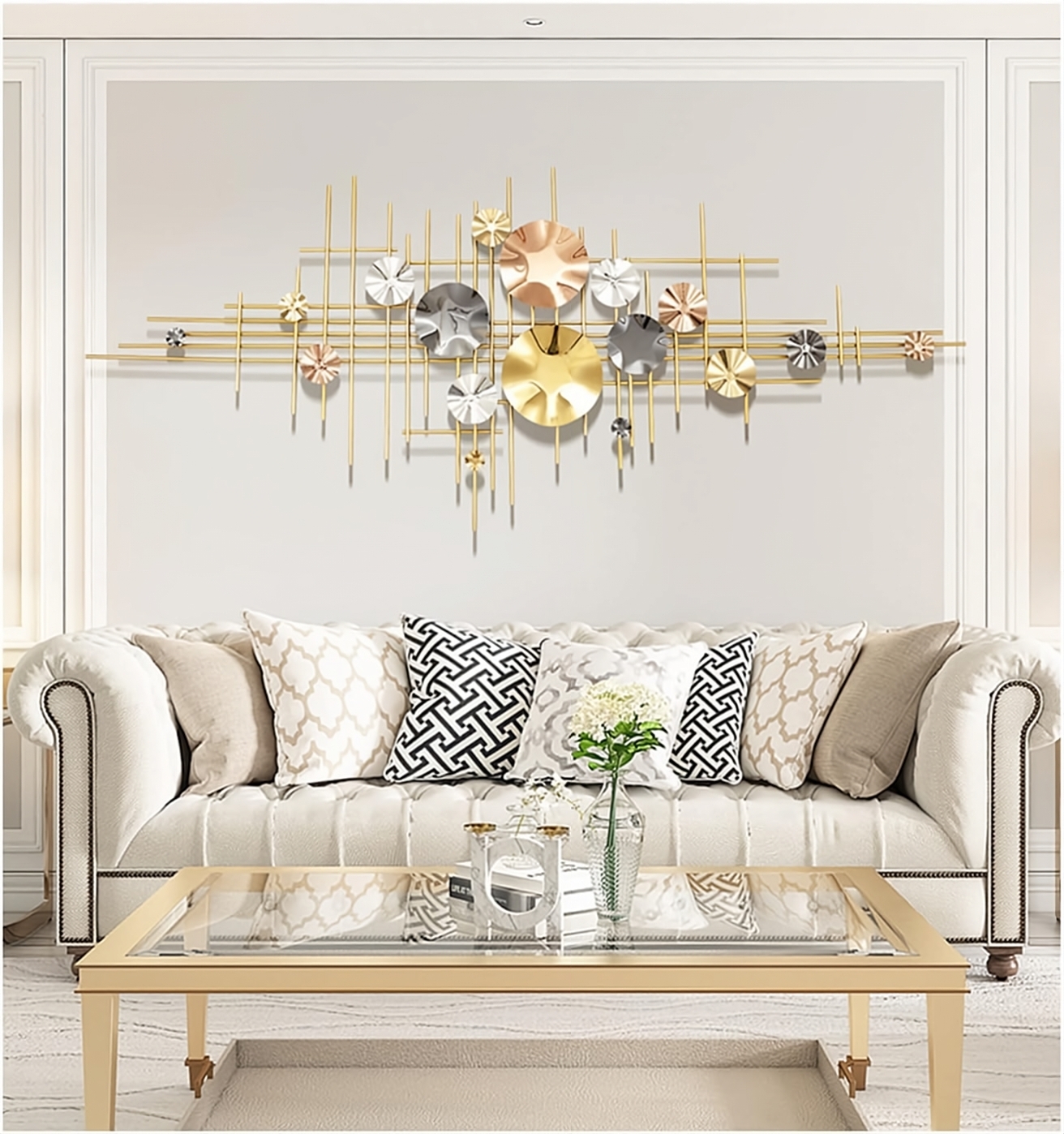 Ness Circular Crystals Metal Wall Art - rear_view