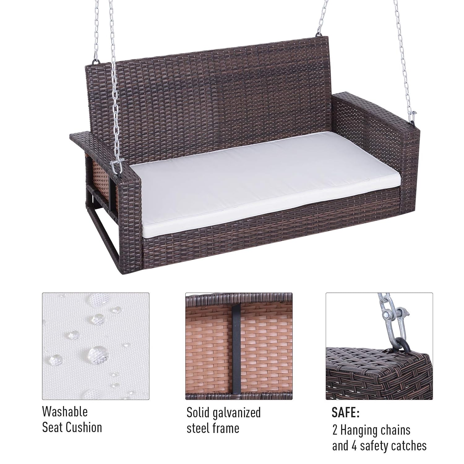 Kyoto Wicker Hanging Porch Swing - top_view