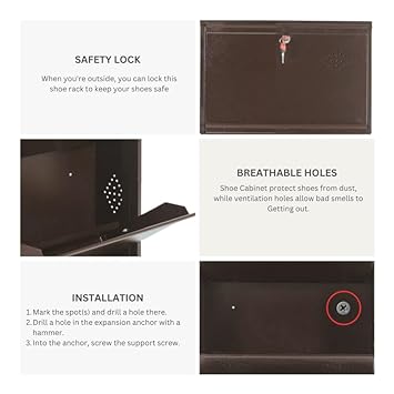 Barcelona Wall Mounted Shoe Rack (Brown) - right_view
