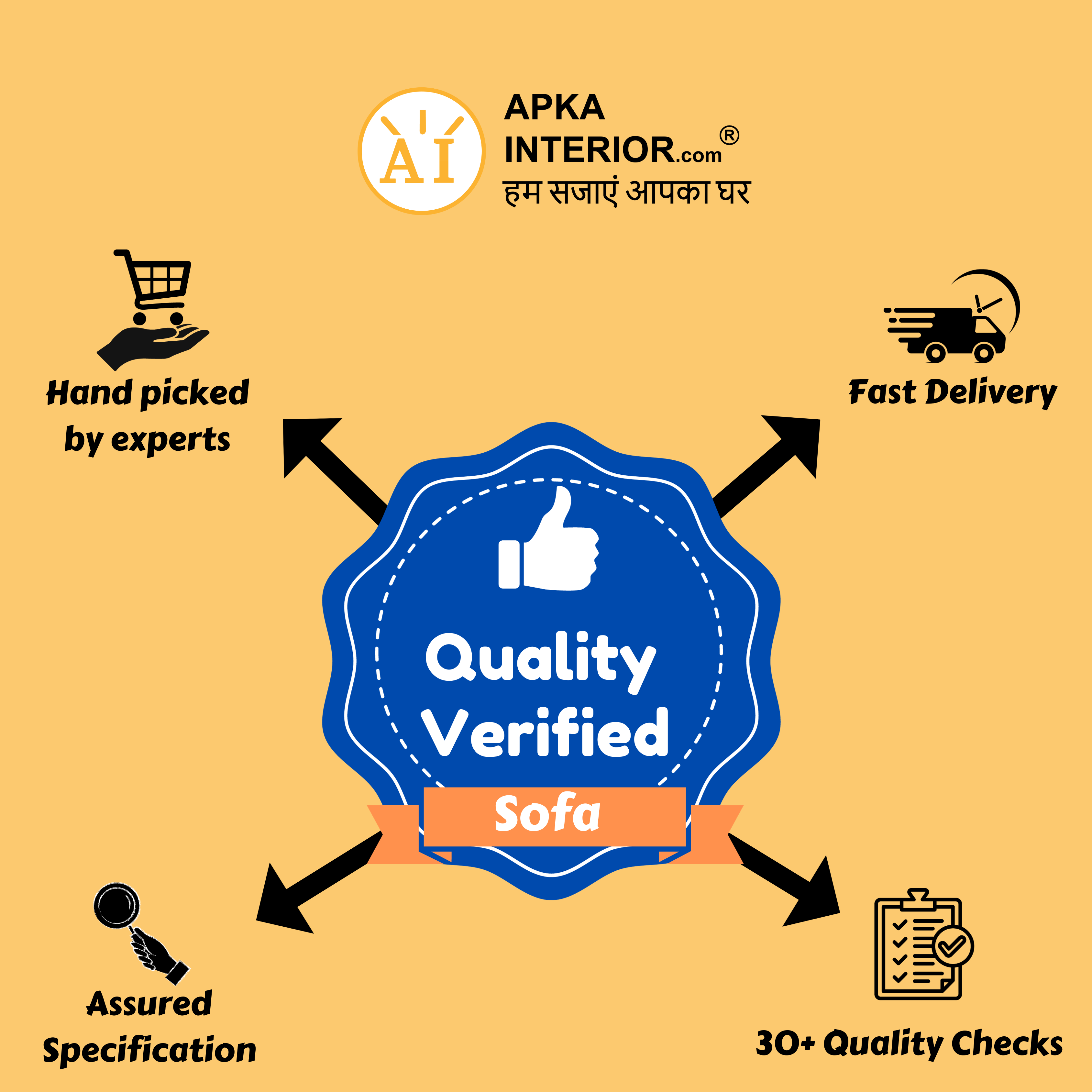8 Seater LHS L Shape Sofa With Centre Table & 2 Puffy (Blue) - left_view